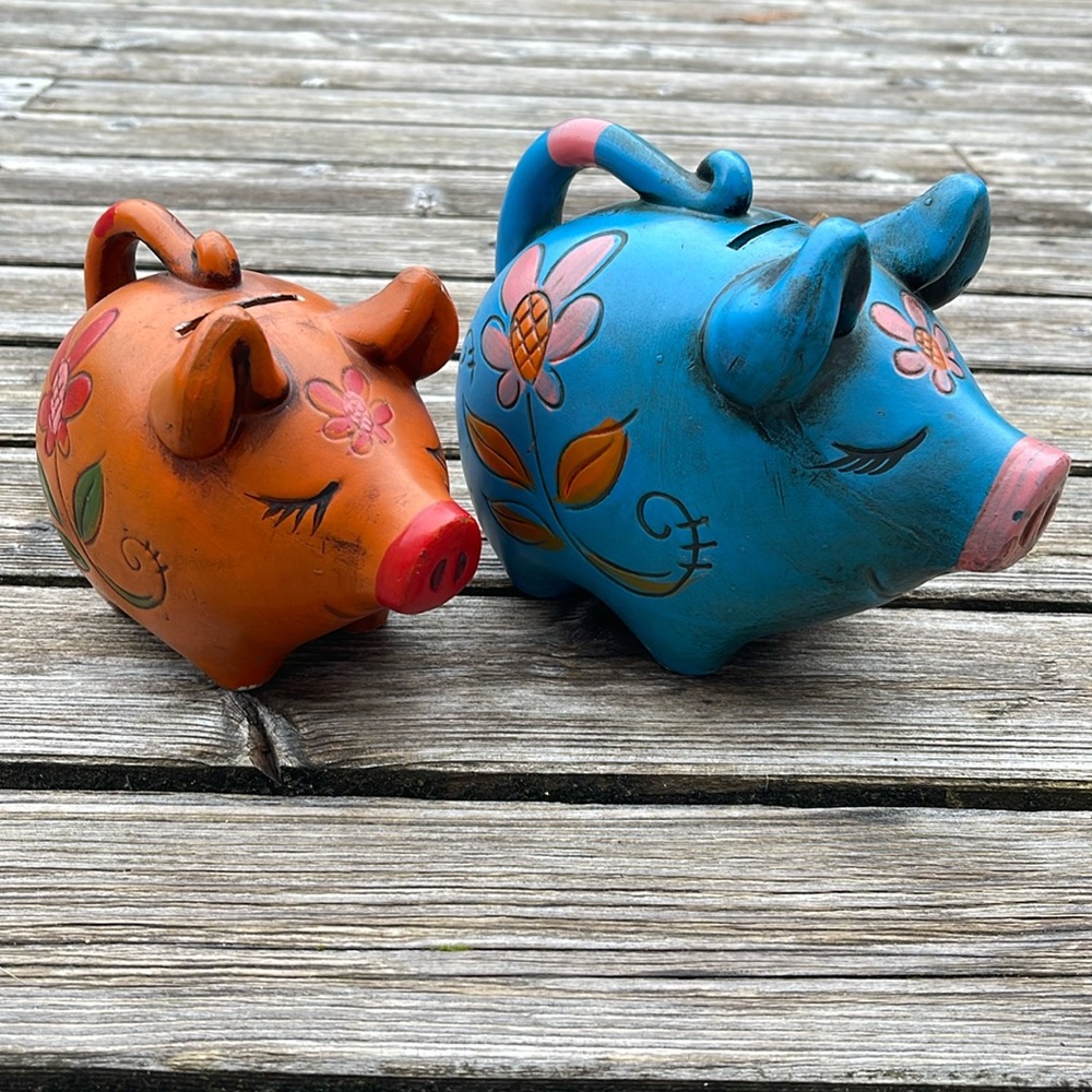 Flower power pigs piggy banks